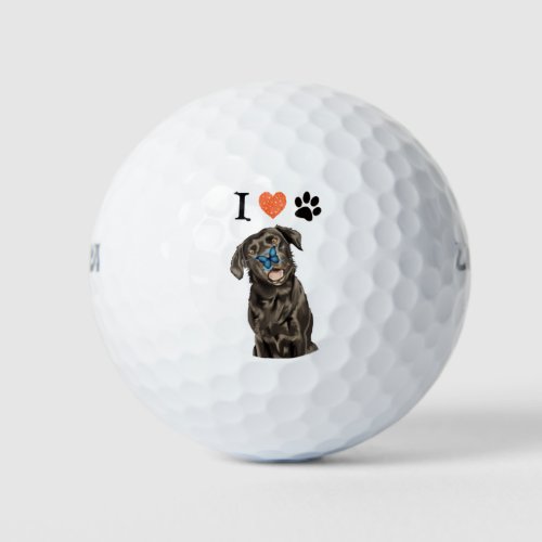 I Love My Paws Cute Labrador With Butterfly Golf Balls