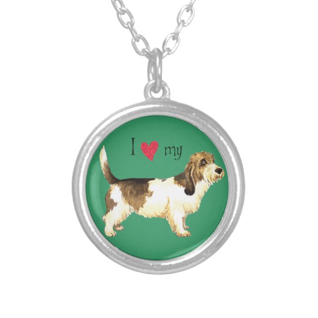 I Love my PBGV Silver Plated Necklace (Front)