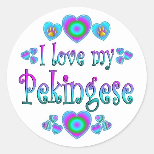 I Love My Pekingese Classic Round Sticker