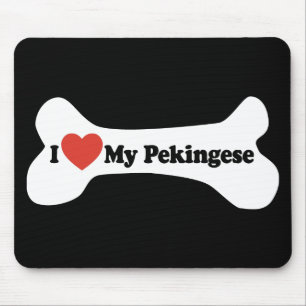 I Love My Pekingese - Dog Bone Mouse Pad