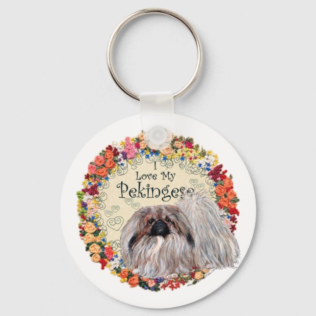 I Love My Pekingese Keychain (Front)