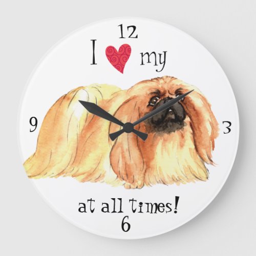 I Love my Pekingese Large Clock