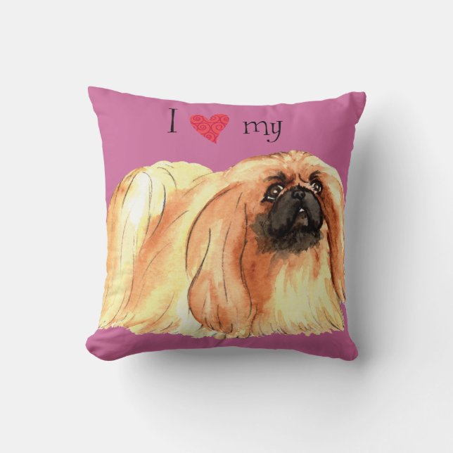 I Love my Pekingese Throw Pillow (Front)