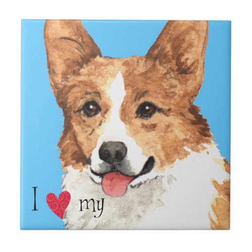 I Love my Pembroke Welsh Corgi Ceramic Tile