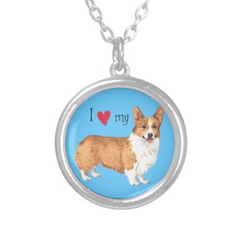 I Love my Pembroke Welsh Corgi Silver Plated Necklace