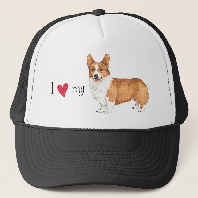 I Love my Pembroke Welsh Corgi Trucker Hat (Front)