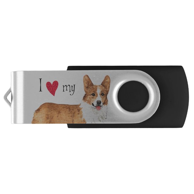 I Love my Pembroke Welsh Corgi USB Flash Drive (Back)