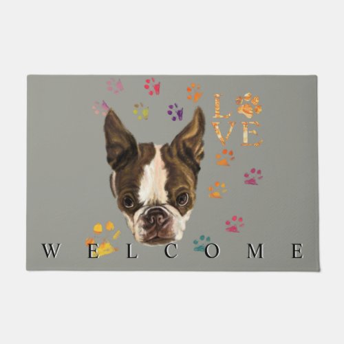 I Love My Pet Doormat Cute Dog Welcome Text