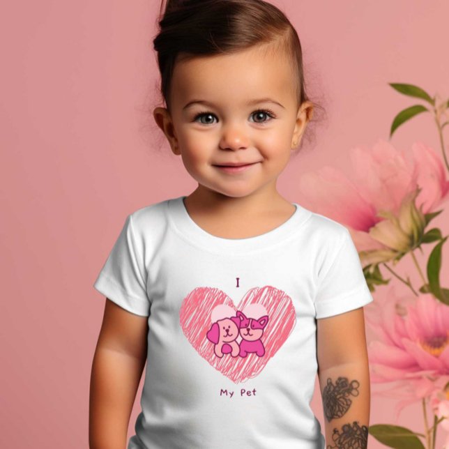 I Love My Pet Print Modern White Baby kids T-shirt (Creator Uploaded)
