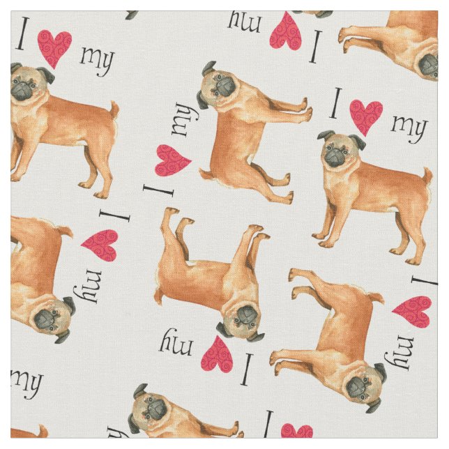 I Love my Petit Brabancon Fabric (Close Up)