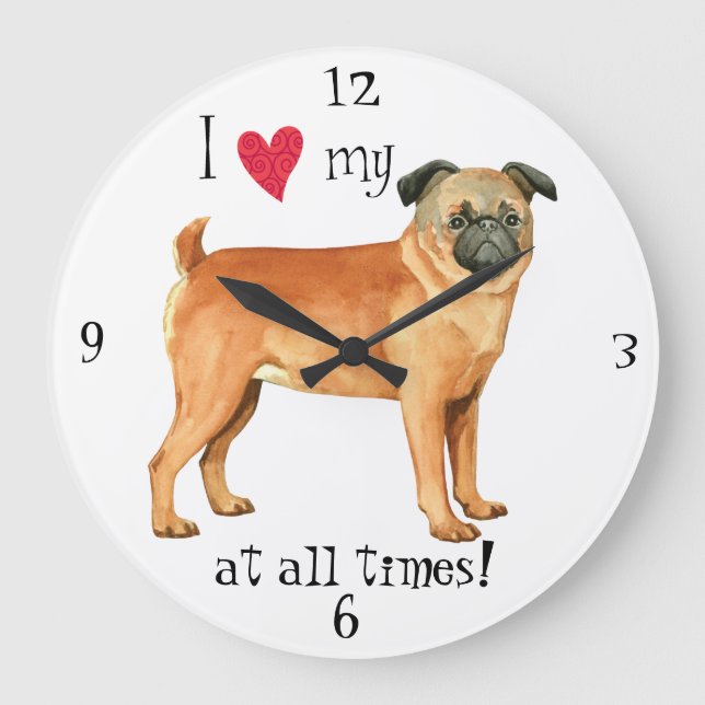 I Love my Petit Brabancon Large Clock (Front)