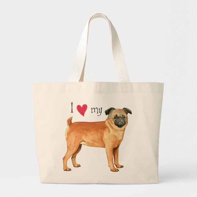 I Love my Petit Brabancon Large Tote Bag (Front)