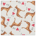 I Love my Pharaoh Hound Fabric