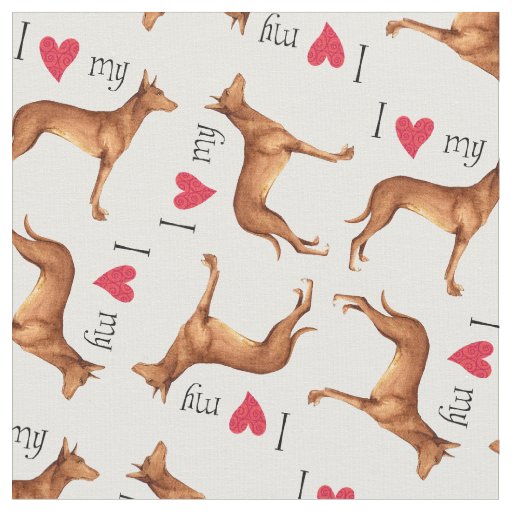 I Love my Pharaoh Hound Fabric