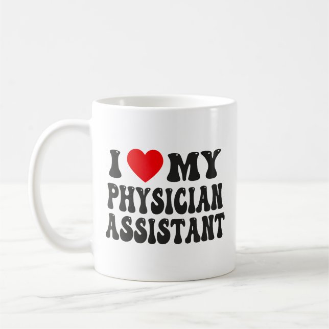 I Love My Physician Assistant Funny Valentine Red  Coffee Mug (Left)