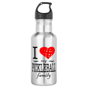 I Love My Pickleball Family Saying Stainless Steel Water Bottle
