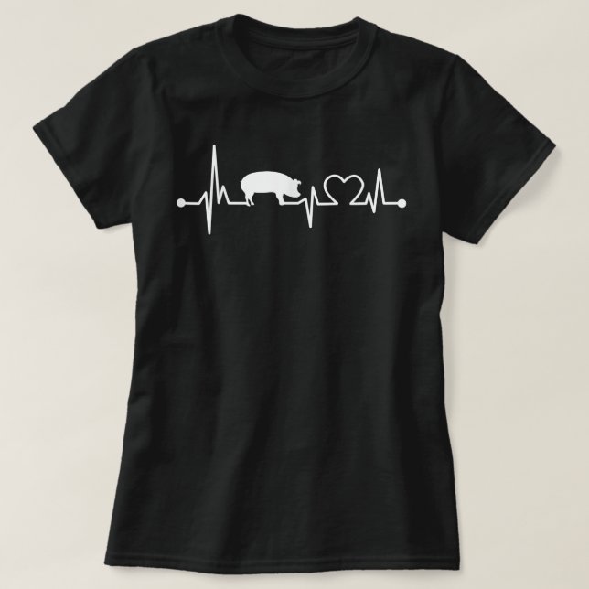 I Love My Pig Heart Valve EKG Heartbeat  Funny Gif T-Shirt (Design Front)