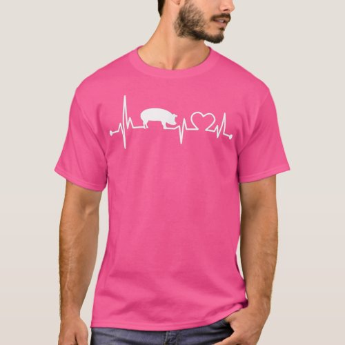 I Love My Pig Heart Valve EKG Heartbeat Funny Gift T_Shirt