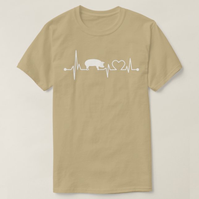 I Love My Pig Heart Valve EKG Heartbeat Funny Gift T-Shirt (Design Front)