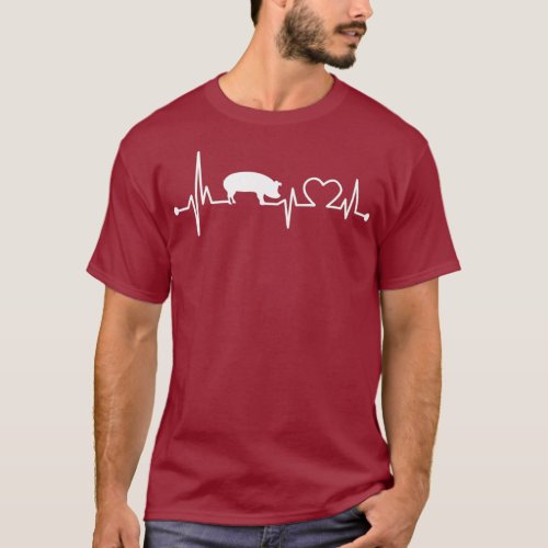I Love My Pig Heart Valve EKG Heartbeat  Funny T_Shirt