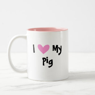 I Love My Pig Two-Tone Coffee Mug