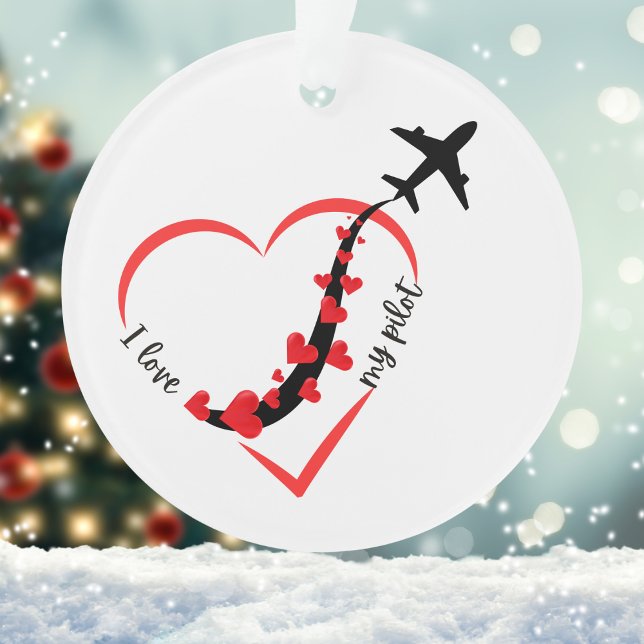 'I love My Pilot', Aviation, Simple, Personalized Ornament (Creator Uploaded)