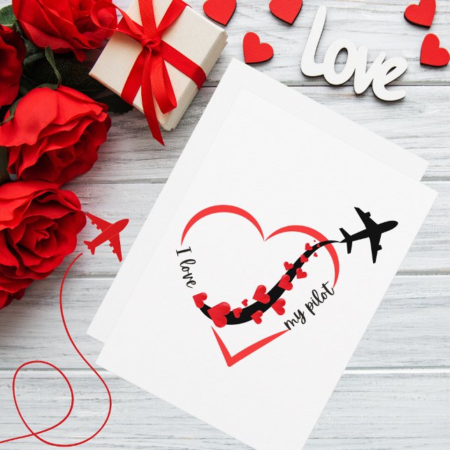 I love My Pilot Heart & Airplane, Birthday, Simple Invitation (Creator Uploaded)