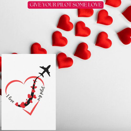 I love My Pilot Heart Airplane FlyingMinimalist Invitation