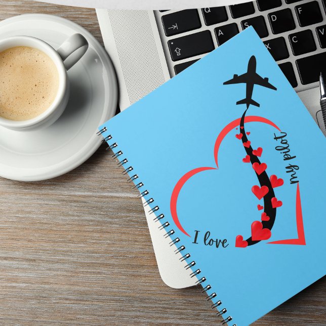 I love My Pilot, Heart, Aviation,Aircraft,Airplane Notebook (Creator Uploaded)
