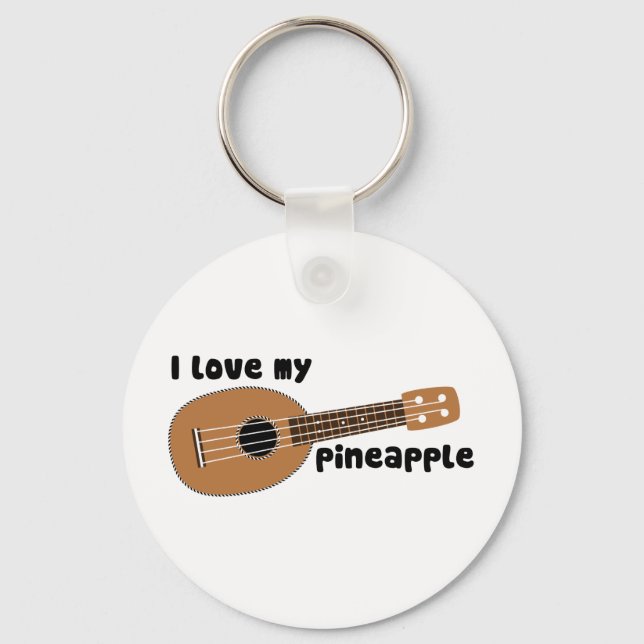 I Love My Pineapple Ukulele Keychain (Front)