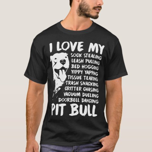 I love my pit bull dog  t_shirts