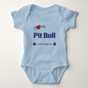 I Love My Pit Bull (Male Dog) Baby Bodysuit