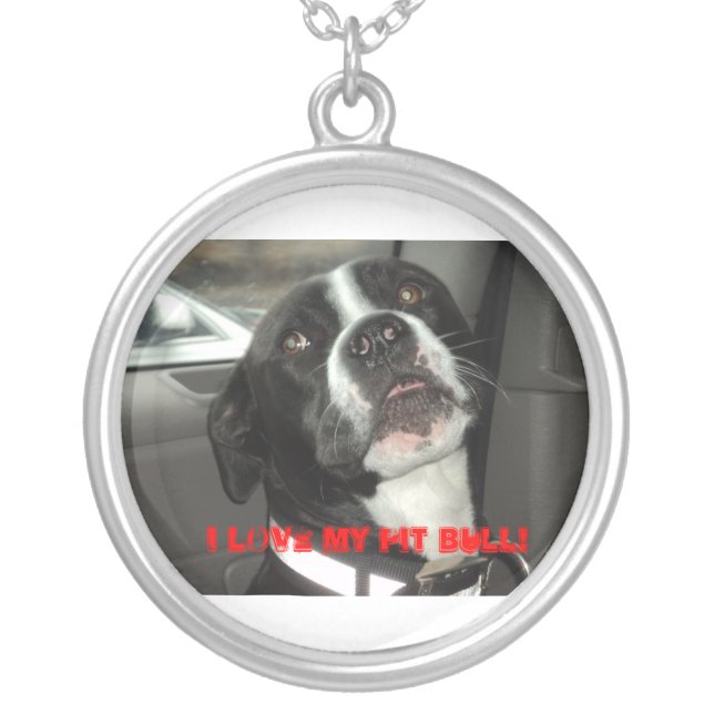 I LOVE MY PIT BULL! SILVER PLATED NECKLACE (Front)