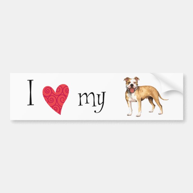 I Love my Pit Bull Terrier Bumper Sticker (Front)