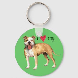 I Love my Pit Bull Terrier Keychain