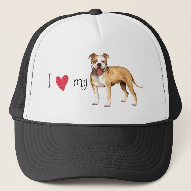 I Love my Pit Bull Terrier Trucker Hat (Front)