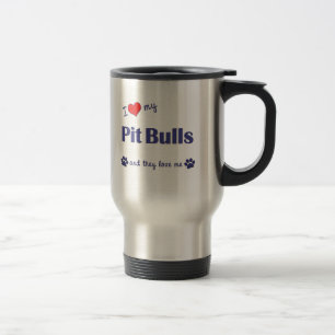 I Love My Pit Bulls (Multiple Dogs) Travel Mug