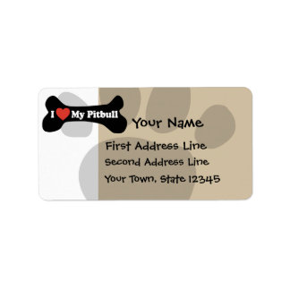 I Love My Pitbull - Dog Bone Label