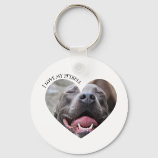I love my pitbull dog custom photo keychain