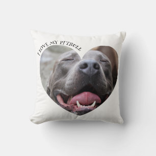 I love my pitbull dog custom photo throw pillow