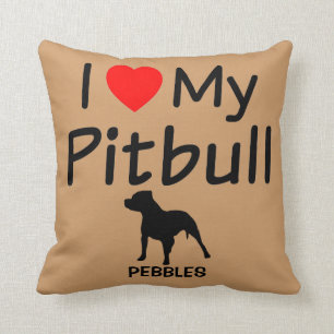 I Love My Pitbull Dog Throw Pillow