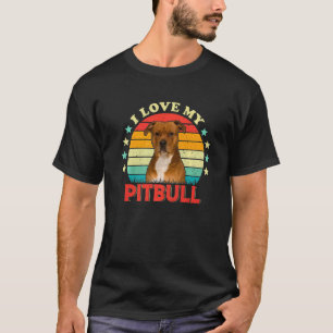 I Love My Pitbull Men Women Love Pit Bull Colorful T-Shirt