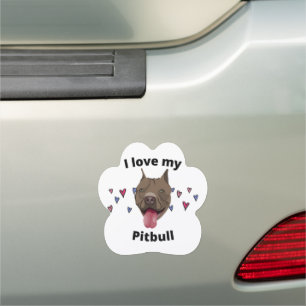 "I Love My Pitbull" Paw car magnet. Magnet