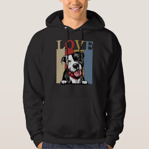 I Love My Pitbull Vintage Retro Dog Mom Dad Hoodie