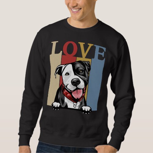I Love My Pitbull Vintage Retro Dog Mom Dad Sweatshirt