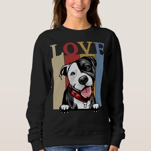 I Love My Pitbull Vintage Retro Dog Mom Dad Sweatshirt