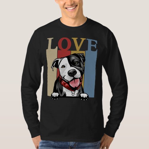 I Love My Pitbull Vintage Retro Dog Mom Dad T_Shirt