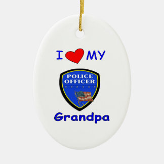 I Love My Police Grandpa Ceramic Ornament