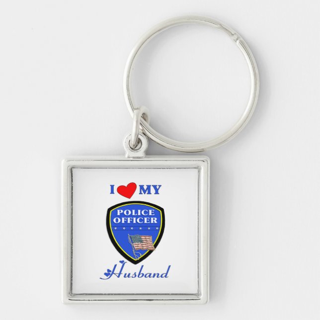 I Love My Police Husband Keychain (Front)