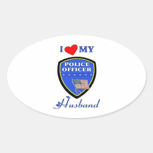 I Love My Police Husband Oval Sticker (Front)